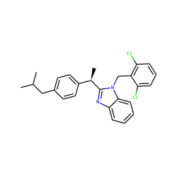 CC(C)Cc1ccc([C@@H](C)c2nc3ccccc3n2Cc2c(Cl)cccc2Cl)cc1 ZINC000026894809