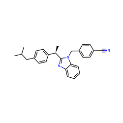 CC(C)Cc1ccc([C@@H](C)c2nc3ccccc3n2Cc2ccc(C#N)cc2)cc1 ZINC000084724803