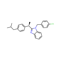 CC(C)Cc1ccc([C@@H](C)c2nc3ccccc3n2Cc2ccc(Cl)cc2)cc1 ZINC000013030892