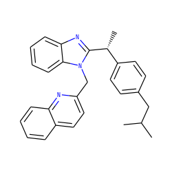CC(C)Cc1ccc([C@@H](C)c2nc3ccccc3n2Cc2ccc3ccccc3n2)cc1 ZINC000084709375