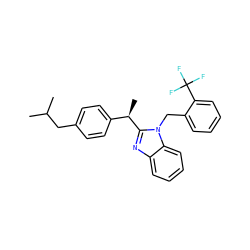 CC(C)Cc1ccc([C@@H](C)c2nc3ccccc3n2Cc2ccccc2C(F)(F)F)cc1 ZINC000084671401