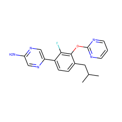 CC(C)Cc1ccc(-c2cnc(N)cn2)c(F)c1Oc1ncccn1 ZINC000224544068