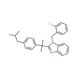 CC(C)Cc1ccc(C(C)(C)c2nc3ccccc3n2Cc2ccccc2Cl)cc1 ZINC000084723484