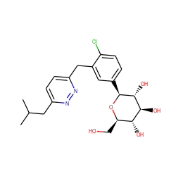 CC(C)Cc1ccc(Cc2cc([C@@H]3O[C@H](CO)[C@@H](O)[C@H](O)[C@H]3O)ccc2Cl)nn1 ZINC000049036287