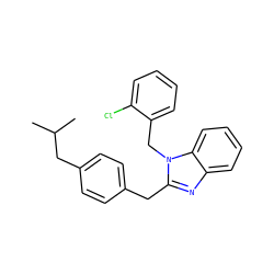 CC(C)Cc1ccc(Cc2nc3ccccc3n2Cc2ccccc2Cl)cc1 ZINC000084713472