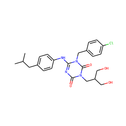 CC(C)Cc1ccc(Nc2nc(=O)n(CC(CO)CO)c(=O)n2Cc2ccc(Cl)cc2)cc1 ZINC000200516261