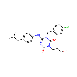 CC(C)Cc1ccc(Nc2nc(=O)n(CCCO)c(=O)n2Cc2ccc(Cl)cc2)cc1 ZINC000200518668