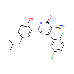 CC(C)Cc1ccc(O)c(-c2cc(-c3cc(Cl)ccc3Cl)c(C#N)c(=O)[nH]2)c1 ZINC000028821540