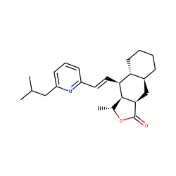 CC(C)Cc1cccc(/C=C/[C@@H]2[C@@H]3[C@@H](C)OC(=O)[C@@H]3C[C@@H]3CCCC[C@H]32)n1 ZINC000013673131