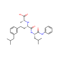 CC(C)Cc1cccc(CC[C@H](N[C@H](C)C(=O)O)C(=O)N[C@@H](CC(C)C)C(=O)Nc2ccccc2)c1 ZINC000026489411
