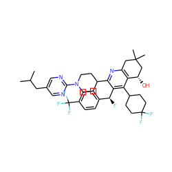 CC(C)Cc1cnc(N2CCC(c3nc4c(c(C5CCC(F)(F)CC5)c3[C@@H](F)c3ccc(C(F)(F)F)cc3)[C@@H](O)CC(C)(C)C4)CC2)nc1 ZINC000200022267