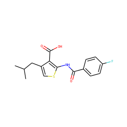 CC(C)Cc1csc(NC(=O)c2ccc(F)cc2)c1C(=O)O ZINC000004815277