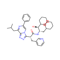 CC(C)Cc1nc(-c2ccccc2)cn2c([C@@H](Cc3cccnc3)C(=O)N[C@@H](CC3CCCCC3)[C@@H](O)C3CCCCC3)nnc12 ZINC000026395525