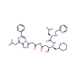 CC(C)Cc1nc(-c2ccccc2)cn2c(CC(=O)NC(=O)C[C@H](O)[C@H](CC3CCCCC3)NC(=O)[C@@H](CC(C)C)NCc3ccccn3)nnc12 ZINC000026396395