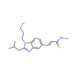 CC(C)Cc1nc2cc(/C=C/C(=O)NO)ccc2n1CCCO ZINC000034501500