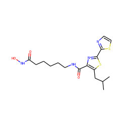CC(C)Cc1sc(-c2nccs2)nc1C(=O)NCCCCCC(=O)NO ZINC000147363135