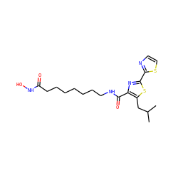 CC(C)Cc1sc(-c2nccs2)nc1C(=O)NCCCCCCCC(=O)NO ZINC000147372943