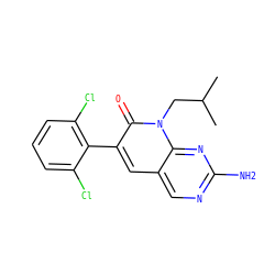 CC(C)Cn1c(=O)c(-c2c(Cl)cccc2Cl)cc2cnc(N)nc21 ZINC000003815553