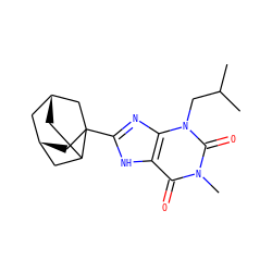 CC(C)Cn1c(=O)n(C)c(=O)c2[nH]c(C34C[C@@H]5CC3C[C@H](C5)C4)nc21 ZINC000100643620