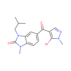 CC(C)Cn1c(=O)n(C)c2ccc(C(=O)c3cnn(C)c3O)cc21 ZINC000299870094