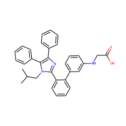 CC(C)Cn1c(-c2ccccc2-c2cccc(NCC(=O)O)c2)nc(-c2ccccc2)c1-c1ccccc1 ZINC000001549393