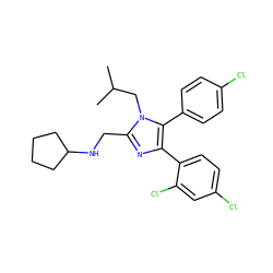 CC(C)Cn1c(CNC2CCCC2)nc(-c2ccc(Cl)cc2Cl)c1-c1ccc(Cl)cc1 ZINC000043120501