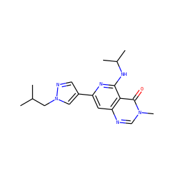 CC(C)Cn1cc(-c2cc3ncn(C)c(=O)c3c(NC(C)C)n2)cn1 ZINC000115626234