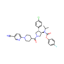 CC(C)N(C(=O)Oc1ccc(F)cc1)[C@H]1CN(C(=O)C2CCN(c3ccc(C#N)cn3)CC2)C[C@@H]1c1ccc(Cl)cc1 ZINC000117711831