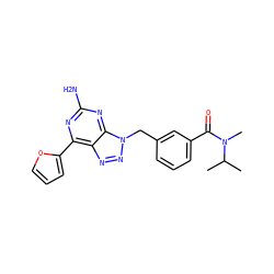 CC(C)N(C)C(=O)c1cccc(Cn2nnc3c(-c4ccco4)nc(N)nc32)c1 ZINC000040393412