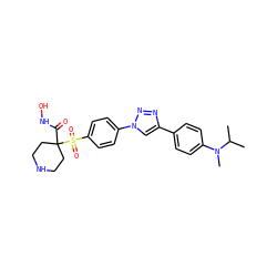 CC(C)N(C)c1ccc(-c2cn(-c3ccc(S(=O)(=O)C4(C(=O)NO)CCNCC4)cc3)nn2)cc1 ZINC000299823699