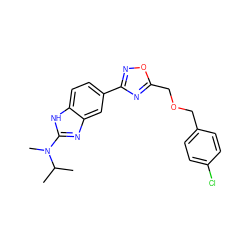CC(C)N(C)c1nc2cc(-c3noc(COCc4ccc(Cl)cc4)n3)ccc2[nH]1 ZINC000034011224