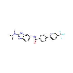CC(C)N(C)c1nc2ccc(NC(=O)c3ccc(-c4ccc(C(F)(F)F)cn4)cc3)cc2[nH]1 ZINC000040429895