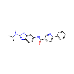 CC(C)N(C)c1nc2ccc(NC(=O)c3ccc(-c4ccccc4)nc3)cc2[nH]1 ZINC000040974402