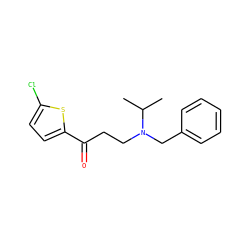 CC(C)N(CCC(=O)c1ccc(Cl)s1)Cc1ccccc1 ZINC000045394138