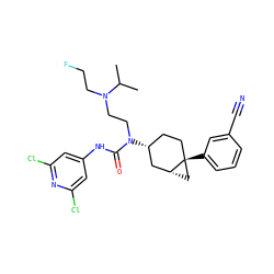 CC(C)N(CCF)CCN(C(=O)Nc1cc(Cl)nc(Cl)c1)[C@@H]1CC[C@]2(c3cccc(C#N)c3)C[C@@H]2C1 ZINC000028650007