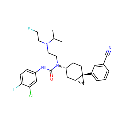 CC(C)N(CCF)CCN(C(=O)Nc1ccc(F)c(Cl)c1)[C@@H]1CC[C@]2(c3cccc(C#N)c3)C[C@@H]2C1 ZINC000028650000