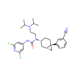 CC(C)N(CCN(C(=O)Nc1cc(Cl)nc(Cl)c1)[C@@H]1CC[C@]2(c3cccc(C#N)c3)C[C@@H]2C1)C(C)C ZINC000028649935