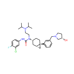CC(C)N(CCN(C(=O)Nc1ccc(F)c(Cl)c1)[C@@H]1CC[C@]2(c3cccc(CN4CC[C@H](O)C4)c3)C[C@@H]2C1)C(C)C ZINC000028650157
