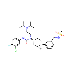 CC(C)N(CCN(C(=O)Nc1ccc(F)c(Cl)c1)[C@@H]1CC[C@]2(c3cccc(CNS(C)(=O)=O)c3)C[C@@H]2C1)C(C)C ZINC000028650145