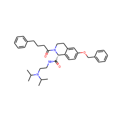 CC(C)N(CCNC(=O)[C@H]1c2ccc(OCc3ccccc3)cc2CCN1C(=O)CCCc1ccccc1)C(C)C ZINC000028332000