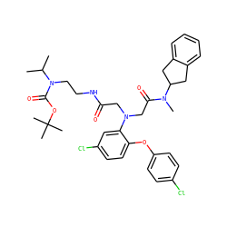 CC(C)N(CCNC(=O)CN(CC(=O)N(C)C1Cc2ccccc2C1)c1cc(Cl)ccc1Oc1ccc(Cl)cc1)C(=O)OC(C)(C)C ZINC000473090223