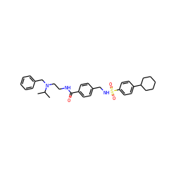 CC(C)N(CCNC(=O)c1ccc(CNS(=O)(=O)c2ccc(C3CCCCC3)cc2)cc1)Cc1ccccc1 ZINC000066136497