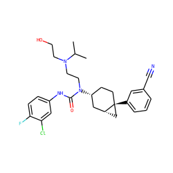 CC(C)N(CCO)CCN(C(=O)Nc1ccc(F)c(Cl)c1)[C@@H]1CC[C@]2(c3cccc(C#N)c3)C[C@@H]2C1 ZINC000028649985