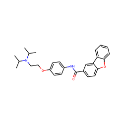 CC(C)N(CCOc1ccc(NC(=O)c2ccc3oc4ccccc4c3c2)cc1)C(C)C ZINC000040828428