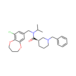 CC(C)N(Cc1cc(Cl)c2c(c1)OCCCO2)C(=O)[C@@H]1CCCN(Cc2ccccc2)C1 ZINC000114100465