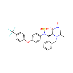 CC(C)N(Cc1ccccc1)[C@@H](CN(c1ccc(Oc2ccc(C(F)(F)F)cc2)cc1)S(C)(=O)=O)C(=O)NO ZINC000029039842