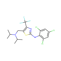 CC(C)N(Cc1sc(Nc2c(Cl)cc(Cl)cc2Cl)nc1C(F)(F)F)C(C)C ZINC000028130494