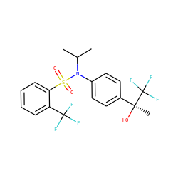 CC(C)N(c1ccc([C@](C)(O)C(F)(F)F)cc1)S(=O)(=O)c1ccccc1C(F)(F)F ZINC000084706978