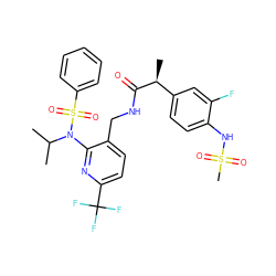 CC(C)N(c1nc(C(F)(F)F)ccc1CNC(=O)[C@@H](C)c1ccc(NS(C)(=O)=O)c(F)c1)S(=O)(=O)c1ccccc1 ZINC000653715014