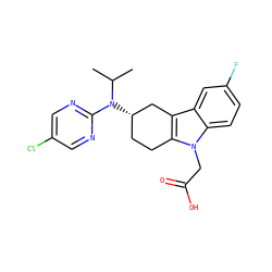 CC(C)N(c1ncc(Cl)cn1)[C@H]1CCc2c(c3cc(F)ccc3n2CC(=O)O)C1 ZINC000118881668